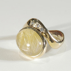 7.70ctルチルクォーツの指輪（リングサイズ：11号、サイズ変更可、針入り水晶、金線入り水晶、18K張り） 5枚目の画像