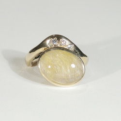 7.70ctルチルクォーツの指輪（リングサイズ：11号、サイズ変更可、針入り水晶、金線入り水晶、18K張り） 6枚目の画像