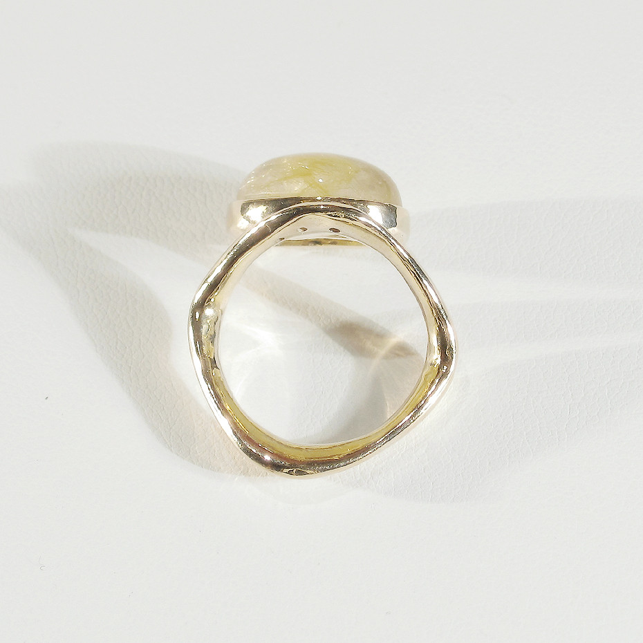 7.70ctルチルクォーツの指輪（リングサイズ：11号、サイズ変更可、針入り水晶、金線入り水晶、18K張り）