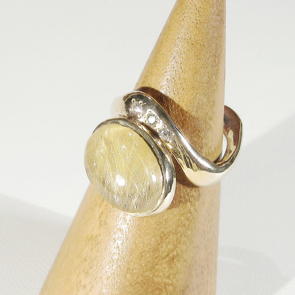 7.70ctルチルクォーツの指輪（リングサイズ：11号、サイズ変更可、針入り水晶、金線入り水晶、18K張り） 7枚目の画像