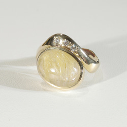 7.70ctルチルクォーツの指輪（リングサイズ：11号、サイズ変更可、針入り水晶、金線入り水晶、18K張り） 2枚目の画像