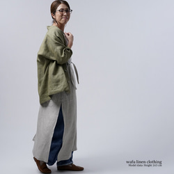 [wafu / 亞麻開襟衫] 四季皆可使用的外套 / 柳色染 h042a-ign2 第9張的照片