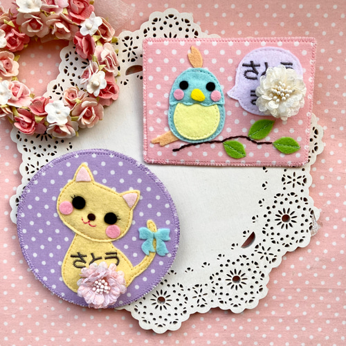 フェルトの名札☆オカメインコちゃん 児童館や保育実習に☆彡ワッペン