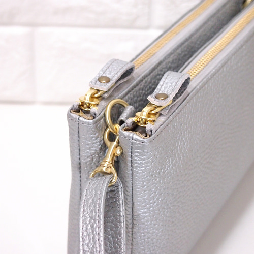 ☆ハンドメイド☆日本製☆本革☆お財布ポシェット☆サコッシュ☆L字  