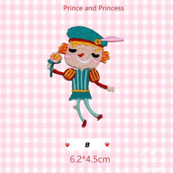 M31 プリンセスと王子様　1枚 スマホシール/刺繍アイロンワッペン 両用タイプ 1枚目の画像
