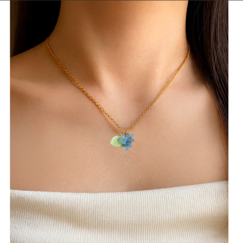 雨上がりの紫陽花ブーケネックレス＊プラバンフラワー＊選べる4color