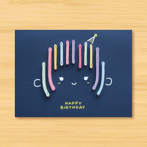 手作りロール紙カード：Happy Birthday_Girl-1（バースデーカード） 1枚目の画像