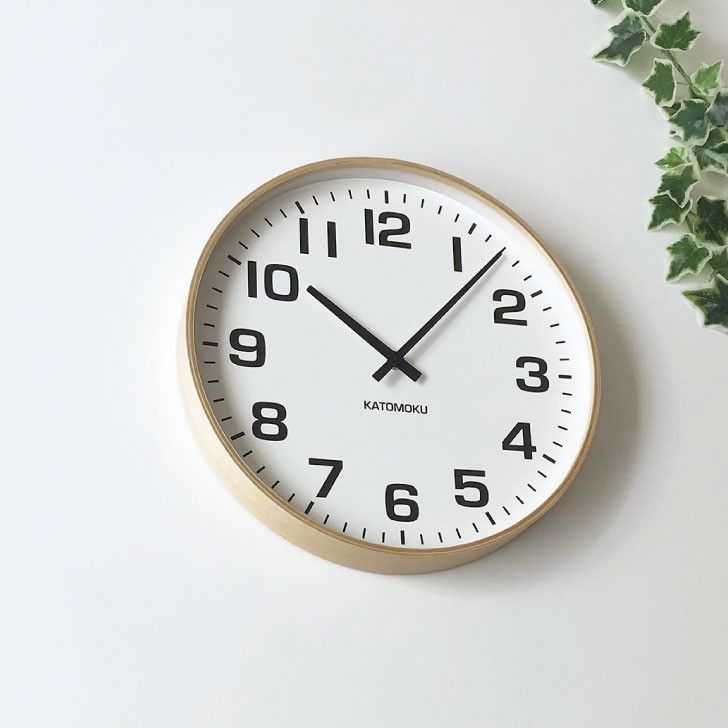 KATOMOKU plywood clock 15 ナチュラル km-92NA 掛け時計 木製 静か 大きい