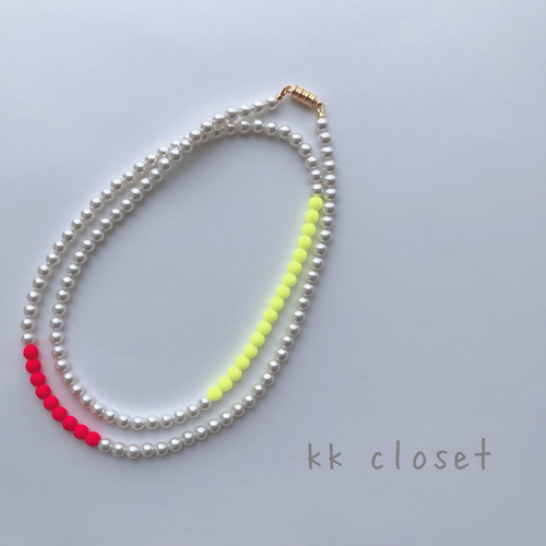 ネオンカラーdeパールネックレス ネックレス・ペンダント kk closet