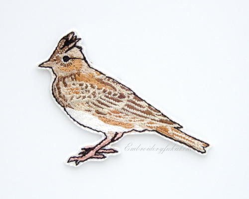 雲雀 刺繍ワッペン 野鳥 ワッペン・アップリケ Embroidery福工房