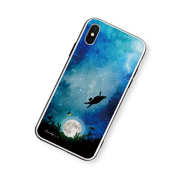 海に沈む満月と猫【強化ガラス × TPUケース】iPhoneケース 2枚目の画像