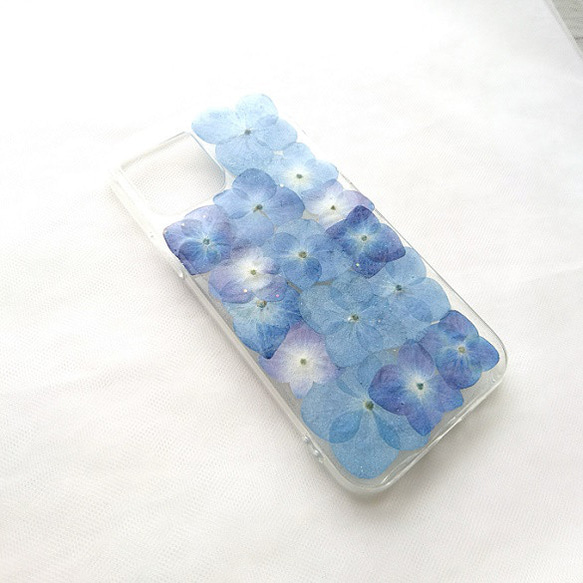 紫陽花がぎゅ～っと詰まった押し花 iphoneケース/押し花ケース 7枚目の画像