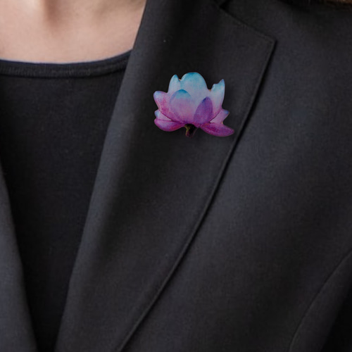 ＜受注制作＞蓮の花のブローチ　はす　シルバー　C008 蓮の花ブローチ(イエロー/パープル/グリーン) | hiish - イッシュ -