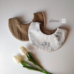 lehtiä　lace flower bib スタイ 1枚目の画像