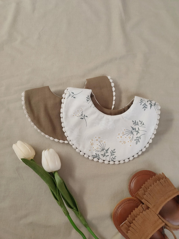 lehtiä　lace flower bib スタイ 4枚目の画像