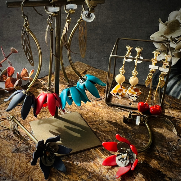 red poppy pierce/earring レッドポピーピアス/イヤリング 11枚目の画像