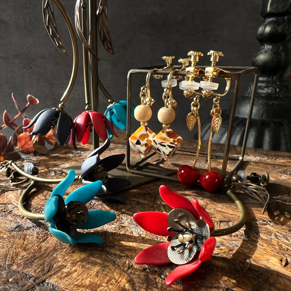 red poppy pierce/earring レッドポピーピアス/イヤリング 10枚目の画像