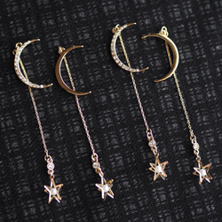 選べるチャーム＊月と星のピアス／イヤリング【k14gf アレルギー