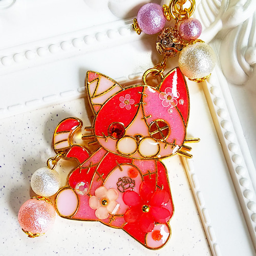 受注生産】ハンドメイド/レジンアクセサリー/ツギハギネコ猫 受注生産】ハンドメイド/レジンアクセサリー/ツギハギネコ猫