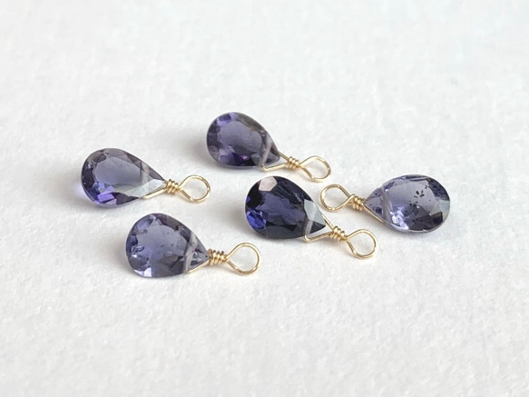 【天然石チャーム】宝石質アイオライト 14kgf/Silver925　1個  ハンドメイド素材 1枚目の画像