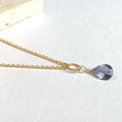 【天然石チャーム】宝石質アイオライト 14kgf/Silver925　1個  ハンドメイド素材 2枚目の画像