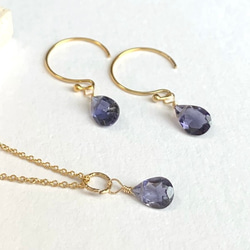 【天然石チャーム】宝石質アイオライト 14kgf/Silver925　1個  ハンドメイド素材 5枚目の画像