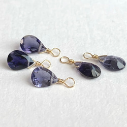 【天然石チャーム】宝石質アイオライト 14kgf/Silver925　1個  ハンドメイド素材 3枚目の画像