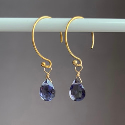 【天然石チャーム】宝石質アイオライト 14kgf/Silver925　1個  ハンドメイド素材 4枚目の画像