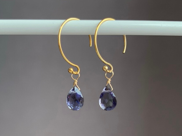 【天然石チャーム】宝石質アイオライト 14kgf/Silver925　1個  ハンドメイド素材 4枚目の画像