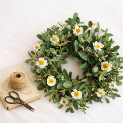 2set! 母の日ギフト 09 ミモザのナチュラルリース&ブーケスワッグ