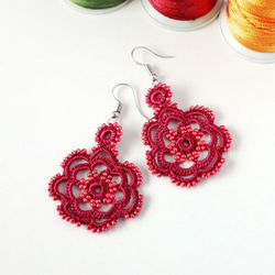 OYA crochet earrings [ROSE] Rose Pink 第2張的照片