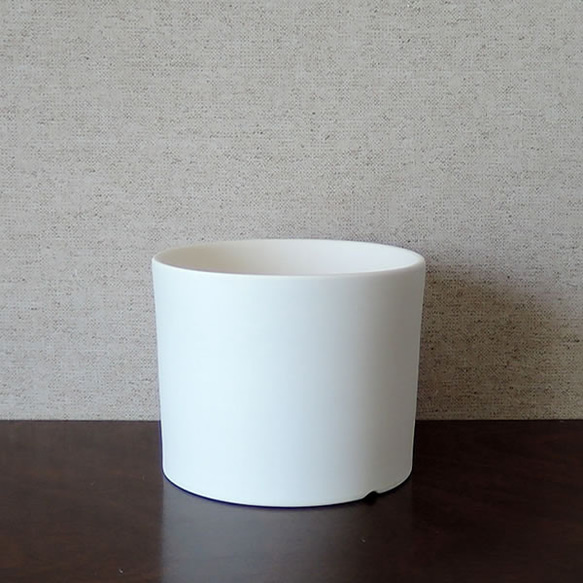 白い陶器の植木鉢 (焼きしめ) (釉薬なし) (ずんどうタイプ) 8枚目の画像