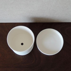 白い陶器の植木鉢 (焼きしめ) (釉薬なし) (ずんどうタイプ) 17枚目の画像