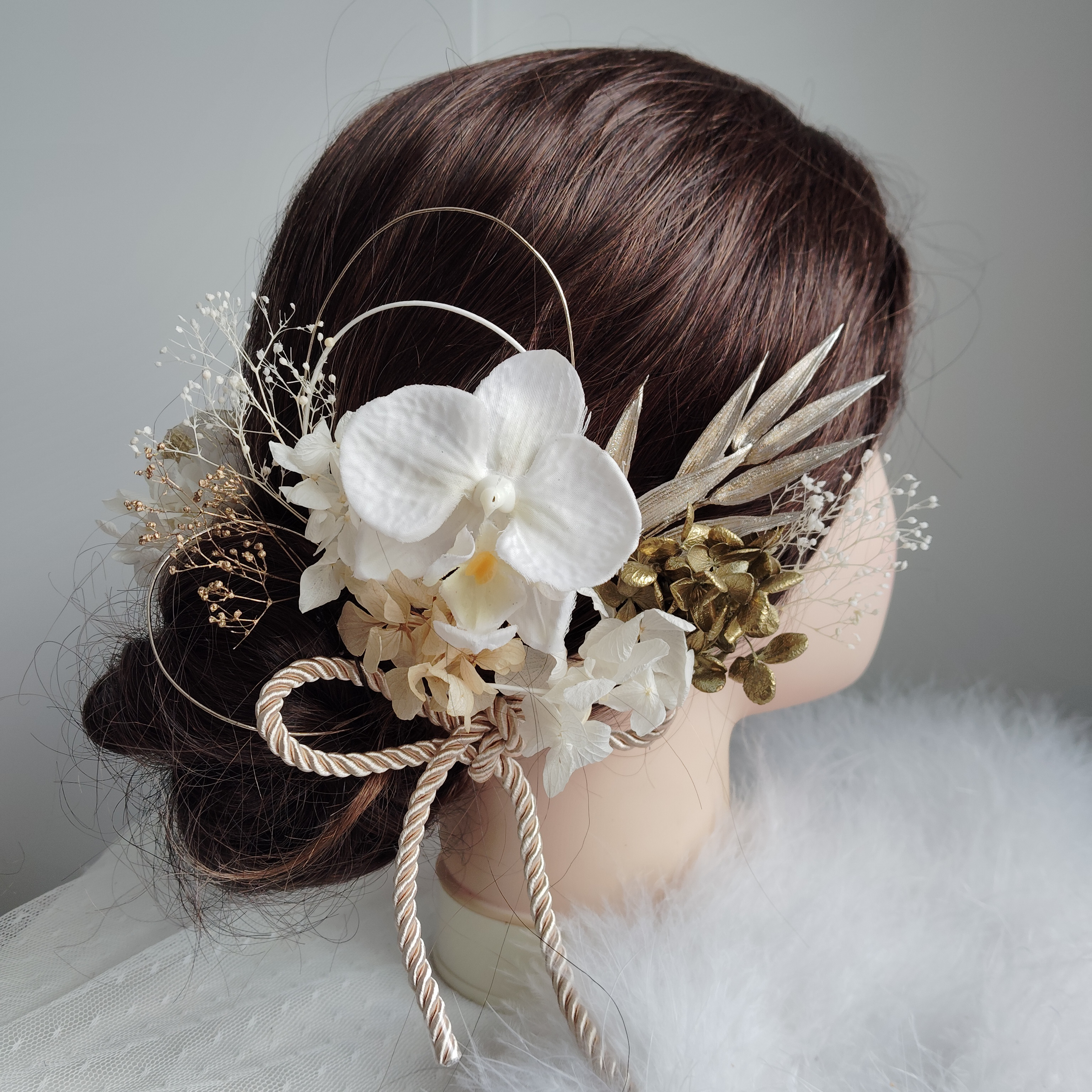 和花＿水引×鞠玉×和紐の髪飾り　結婚式　花嫁　和装　白無垢　色打掛　成人式　振袖　卒業式　袴　前撮り