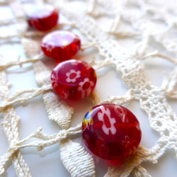 赤い花畑　チェコビーズCzech Glass Beads6個 2枚目の画像