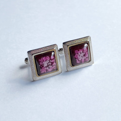 Leaf Chirashi Cloisonne cufflinks 純銀箔葉景泰藍 第3張的照片