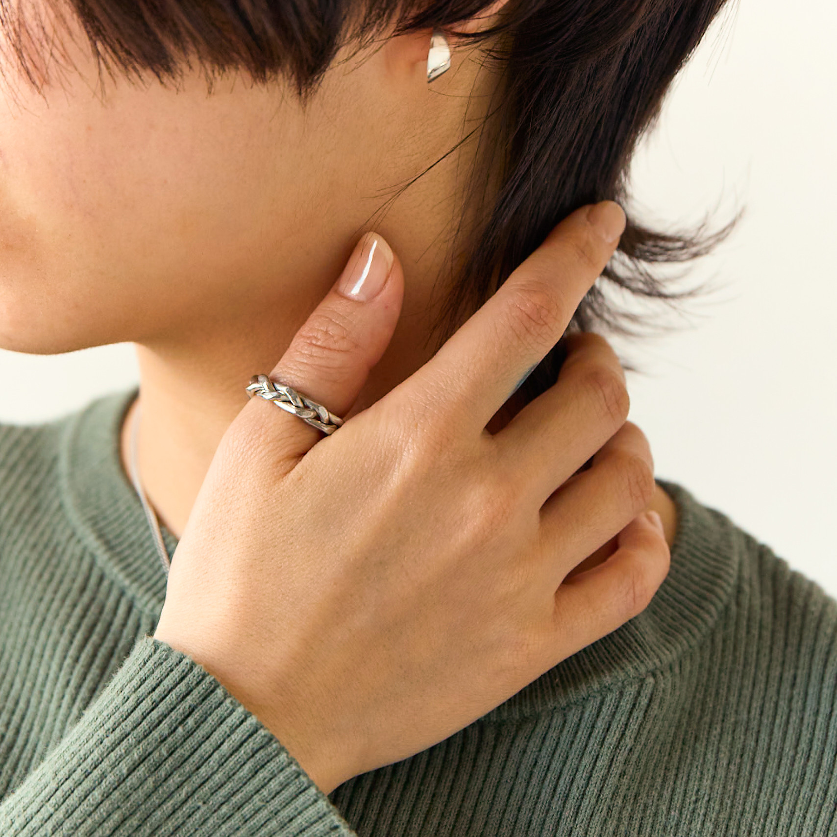 錫 (スズ) × silver リング【Braid Hammered Tin Ring】 指輪