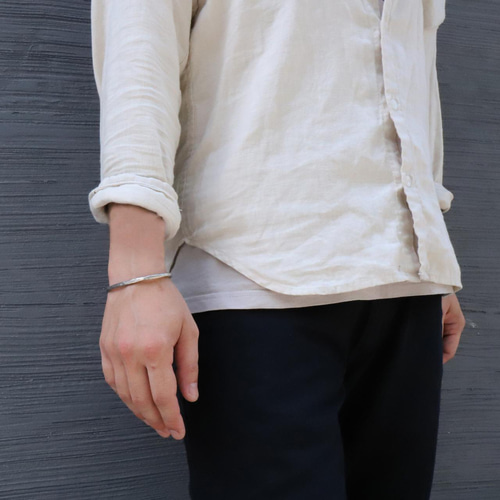 錫 (スズ) × silver バングル【Narrow Plate Tin Bangle 】刻印