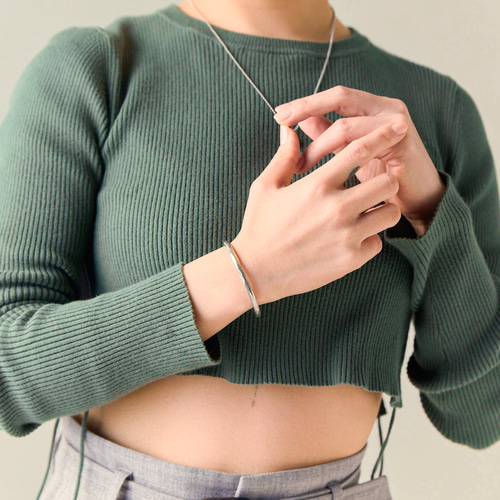 錫 (スズ) × silver バングル【Hammered Tin Bangle 】刻印 名