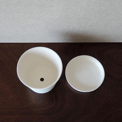 白い陶器の植木鉢 (焼きしめ) (釉薬なし) (すり鉢タイプ) 13枚目の画像