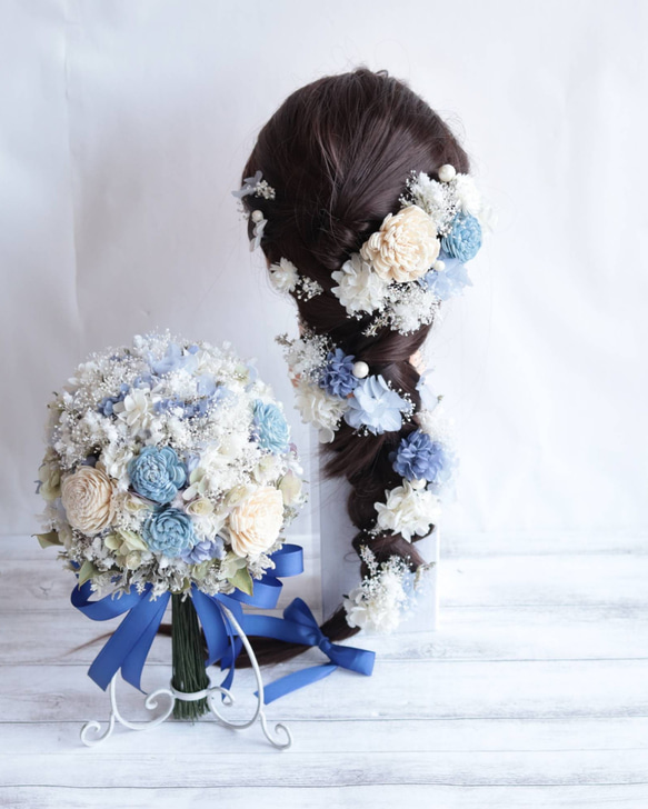 【カラーオーダーＯＫ】海のナチュラルヘッドドレス＊ラプンツェル＊プリザーブドフラワー&ドライフラワー 11枚目の画像