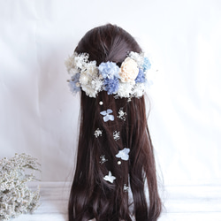 【カラーオーダーＯＫ】海のナチュラルヘッドドレス＊ラプンツェル＊プリザーブドフラワー&ドライフラワー 8枚目の画像