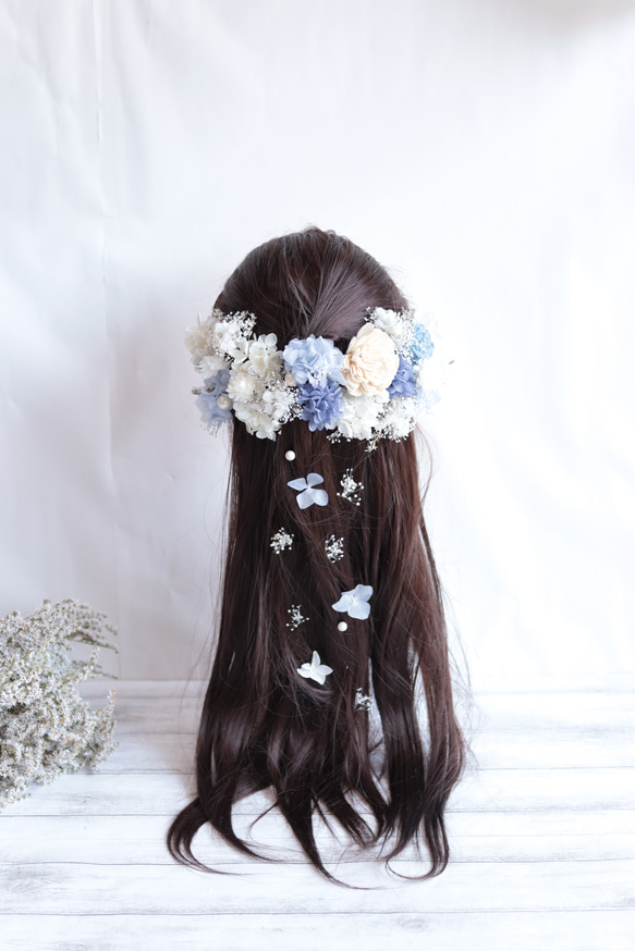 【カラーオーダーＯＫ】海のナチュラルヘッドドレス＊ラプンツェル＊プリザーブドフラワー&ドライフラワー 8枚目の画像