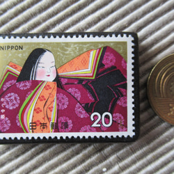 日本　童話「かぐや姫」切手ブローチ　5230 3枚目の画像