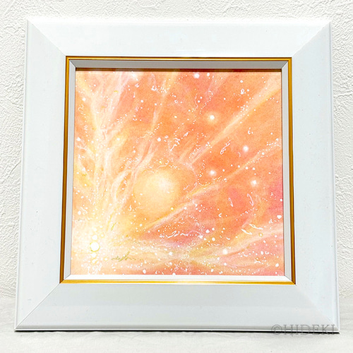 紅の湖畔　ハンドメイドパステル画　絵画アート原画 抽象画『ヒカリの行方』 パステルアート原画 HIDEKIのヒーリング