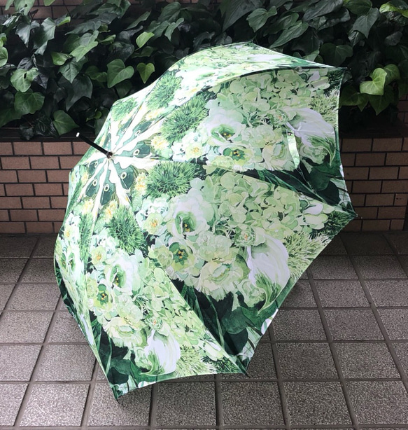 紫陽花ハンドメイド2024　傘人気№４ 雨傘　Green Bouqet　Bタイプ 8枚目の画像