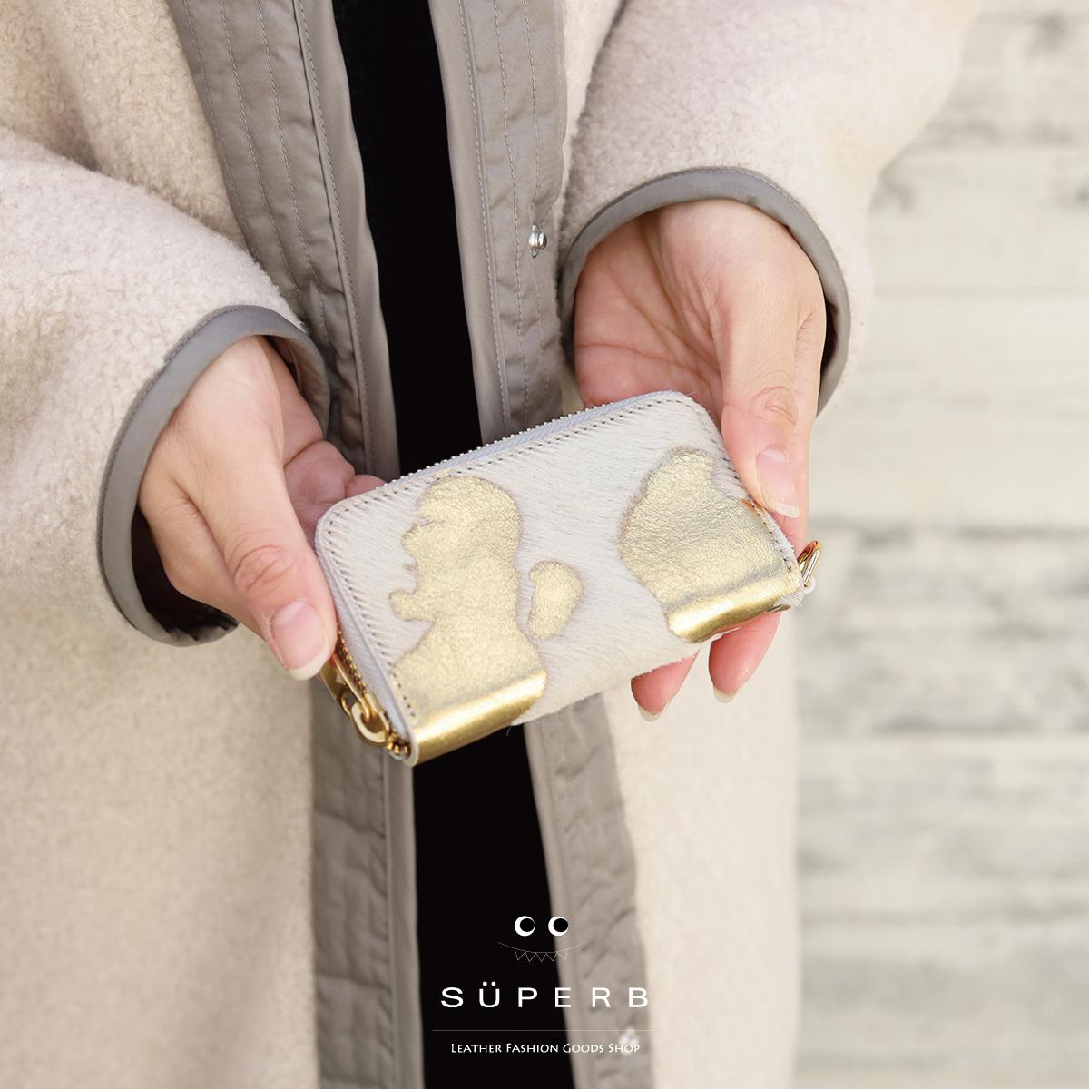 【4連毛付きレザーキーケース/全11色】イタリアンレザーの毛付きレザースマートキーケース/キーカバー/コンパクト/家鍵