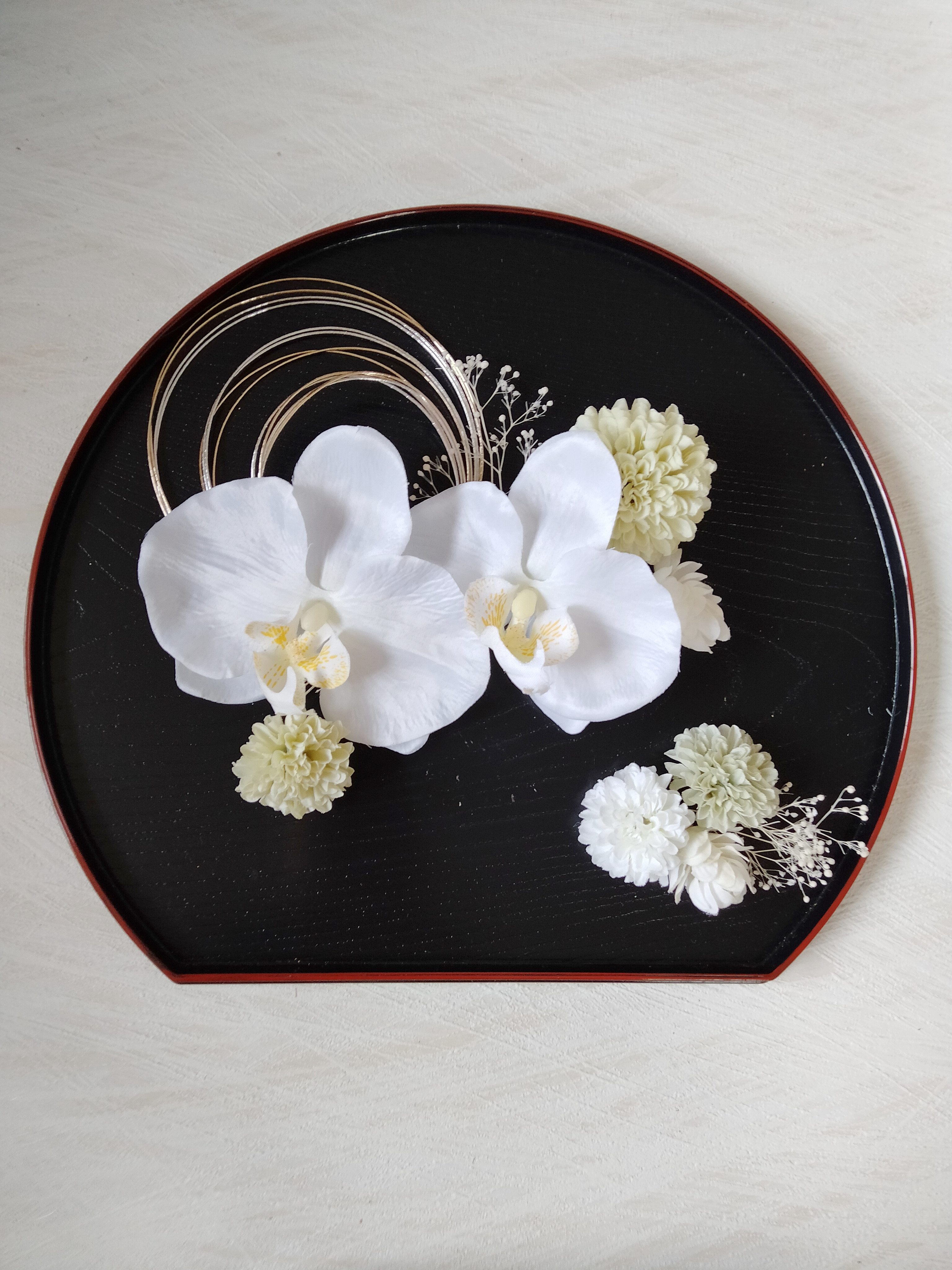 H2　白無垢　胡蝶蘭　ドライフラワー 　水引き　成人式髪飾り　結婚式髪飾り　成人式　卒業式　結婚式　成人式前撮り