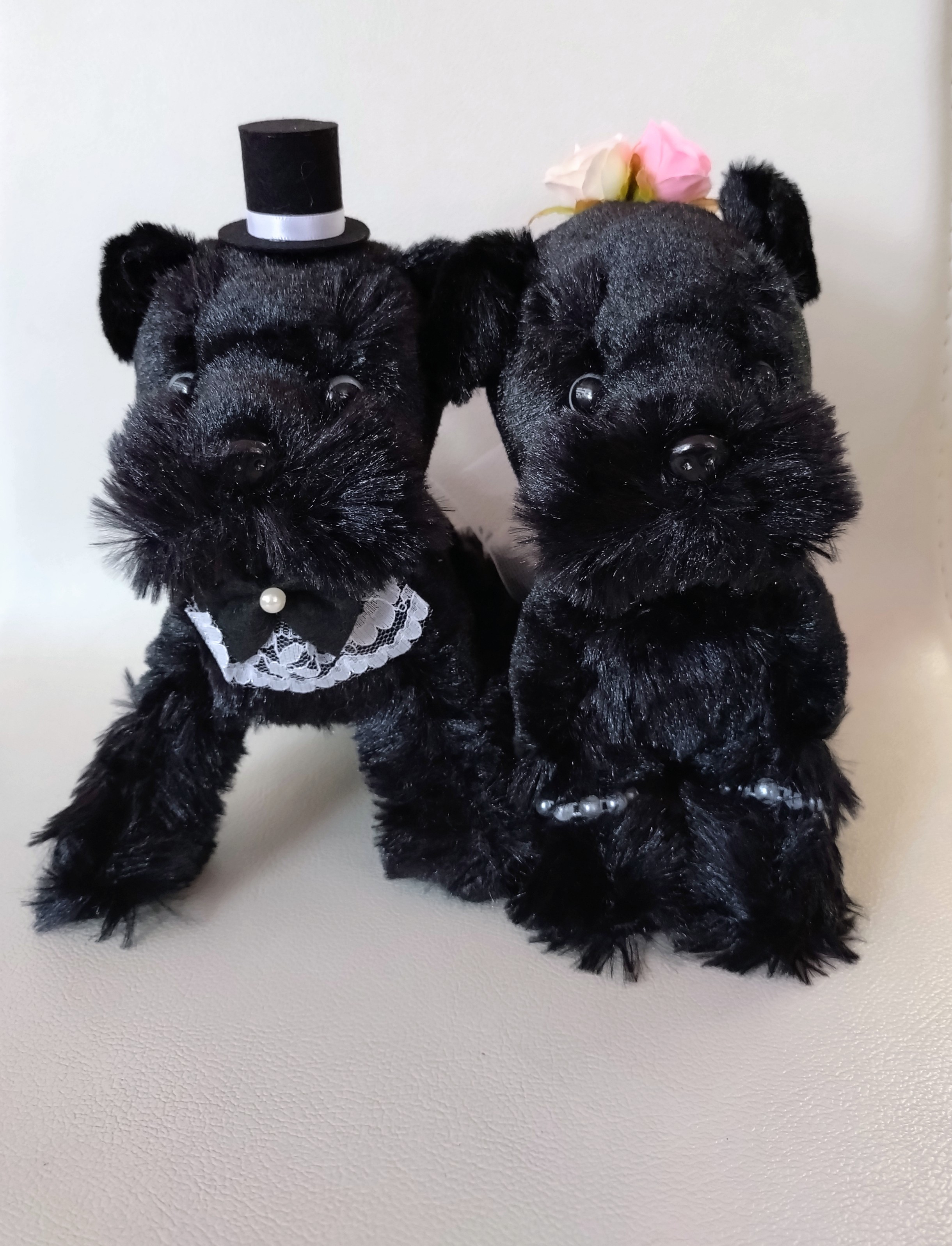 シュナウザー　ブラック 結婚式ぬいぐるみ　人形　ウェルカムドール 犬黒　受付　結婚祝い　ギフト　いぬ人形　フォトスペース