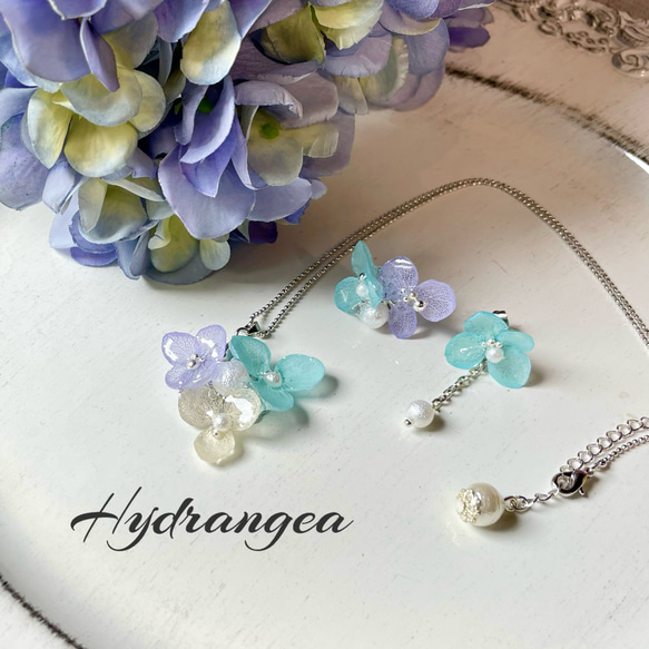 alpaca to hana】本物の植物のアクセサリー 紫陽花のイヤリング 【公式